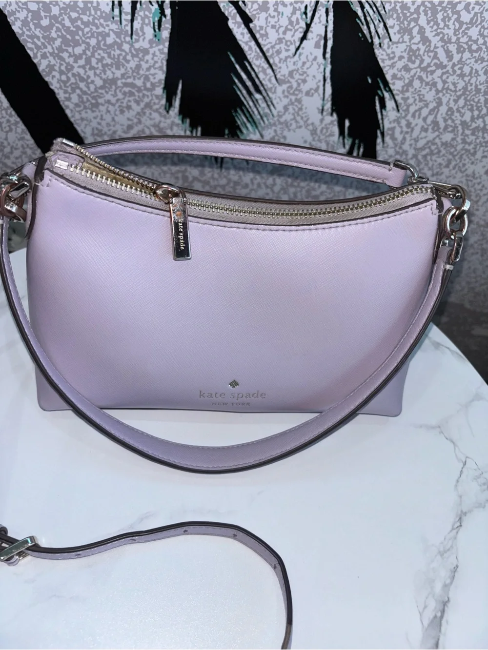 kate spade Lilac Leather Crossbody with Silver Hardware